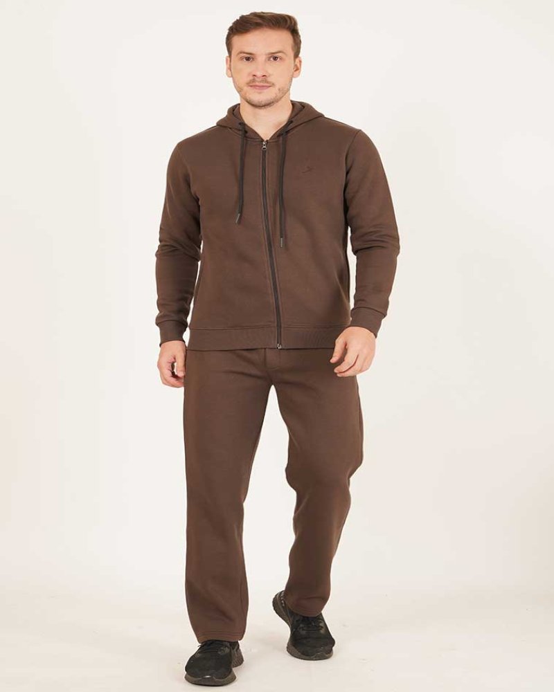 Men’s Brown Zip-Up Hoodie & Joggers Set