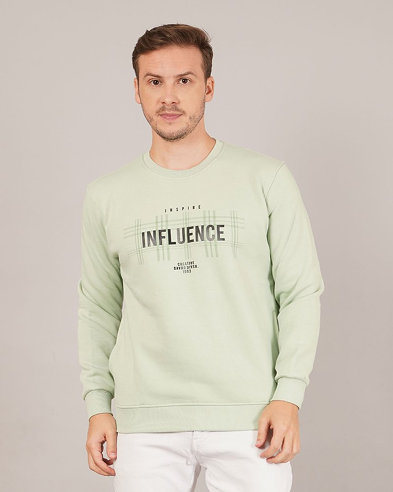 Men’s Mint Green Printed Sweatshirt
