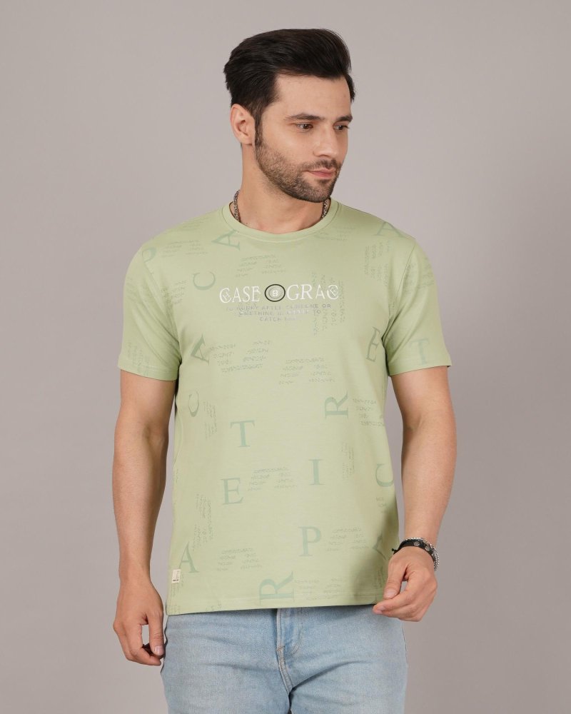 Light Green Typography Print T-Shirt