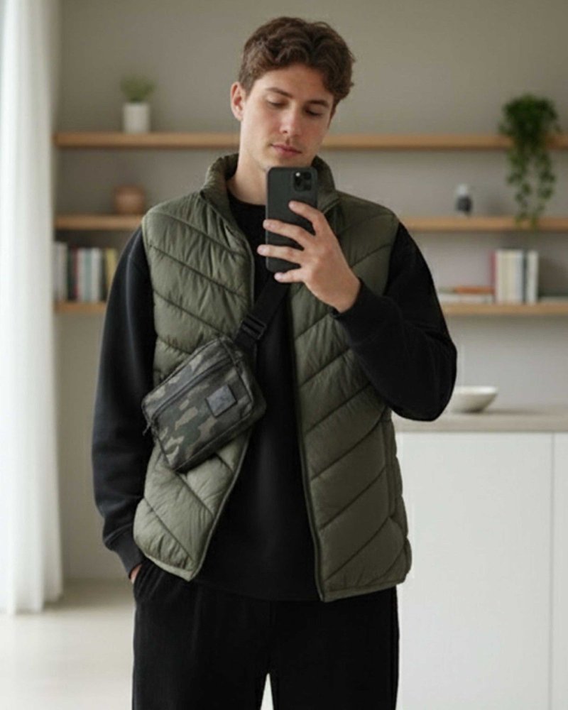 Men’s Olive Quilted Puffer Jacket