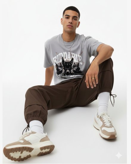 Men’s Premium Light Grey Printed Oversized t-shirt