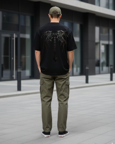 Men’s Premium Black Printed Oversized T-shirt