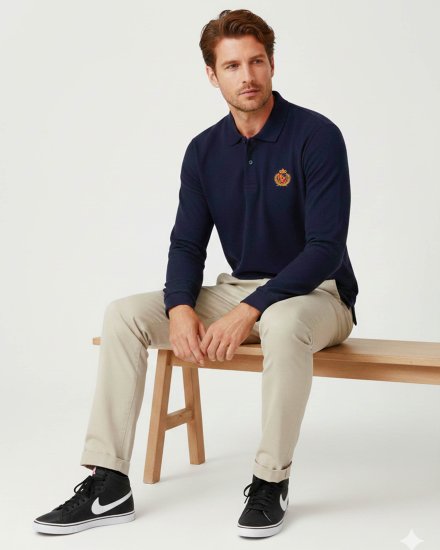 Men’s Navy Blue Full-Sleeve Polo T-Shirt
