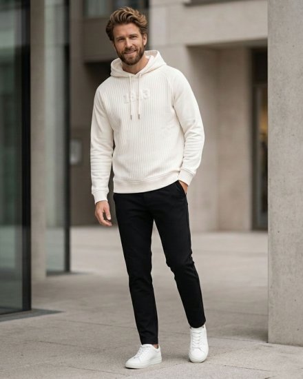 Men’s Premium Off-White Knitted Hoodie