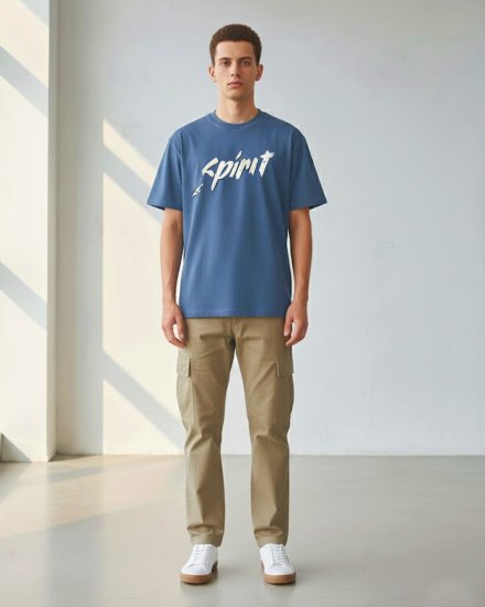 Men’s Premium Blue Printed Oversized T-shirt