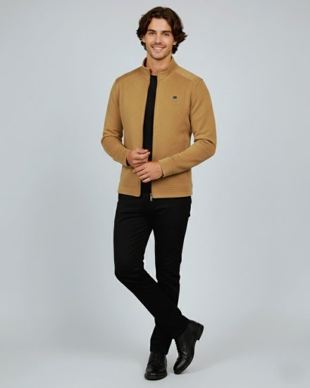 Men’s Premium Tan Textured Mock Neck Jacket