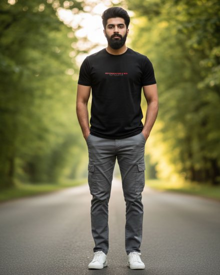 Men’s Premium Black Printed Round Neck T-Shirt