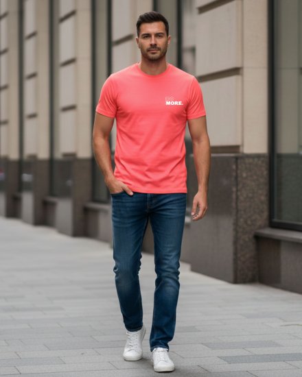 Men’s Premium Coral Pink “DO MORE.” Printed Round Neck T-shirt