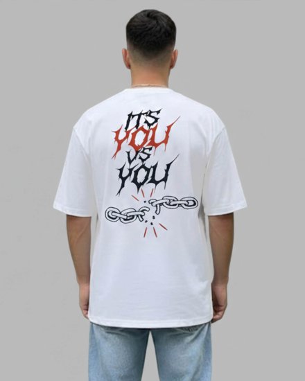 Men’s Premium Off-White Graphic Printed Oversized T-Shirt