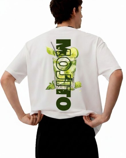 Men’s Premium Off-White Mojito Mood Graphic Printed Oversized T-Shirt