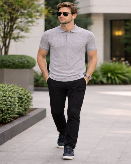 Men's Geometric Floral Polo Shirt