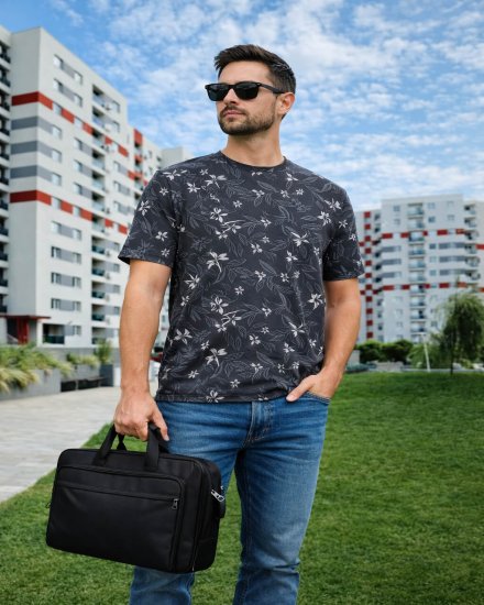 Men’s Charcoal Grey Floral Print T-Shirt