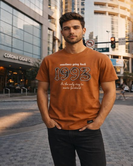Men’s Rust Orange 1993 Graphic Print T-Shirt