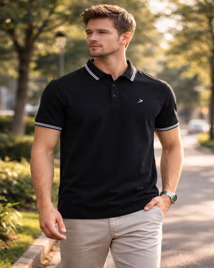 Men’s Classic Black Polo T-Shirt with Collar