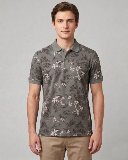 Men’s Charcoal Grey Floral Print T-Shirt