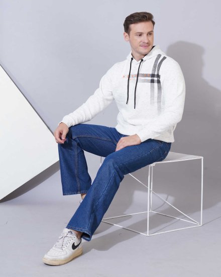 Men's White Speckled Hoodie with "INCEPTION" Print