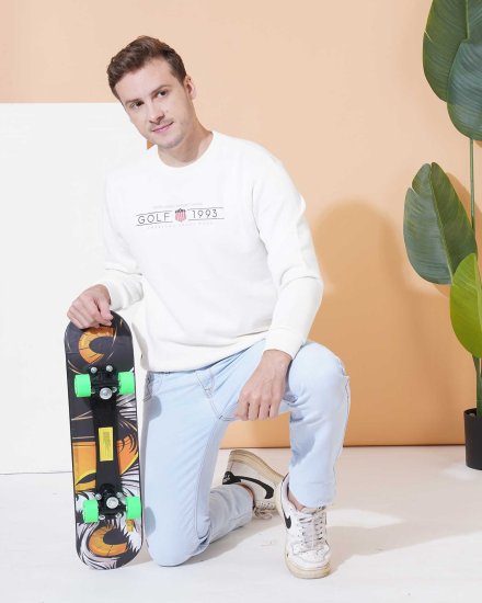 Men's Off-White Crew Neck Sweatshirt with Printed Graphic – Golf 1993