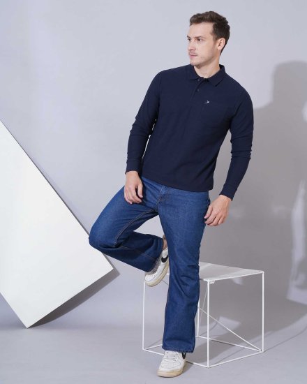 Men’s Navy Blue Full-Sleeve Polo T-Shirt