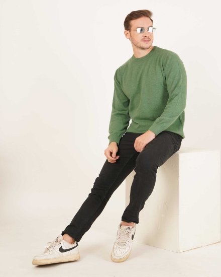 Men’s Solid Green Knitted Sweater