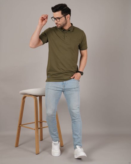 Men’s Olive Green Polo T-Shirt with Pocket