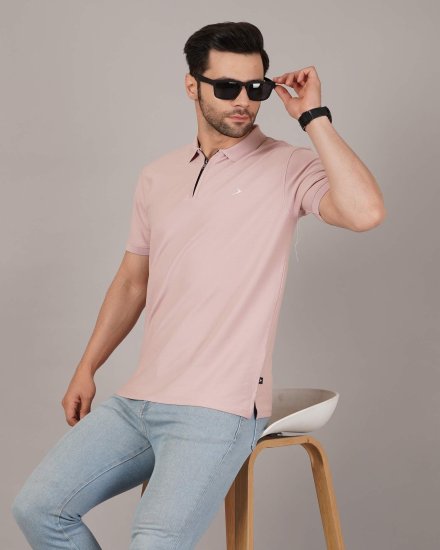 Men’s Dusty Pink Slim Fit Polo T-Shirt