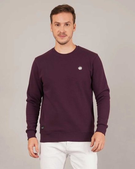 Men’s Maroon Solid Crew Neck Sweatshirt
