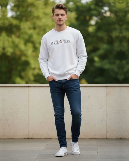 Men’s Premium White Printed Sweatshirt