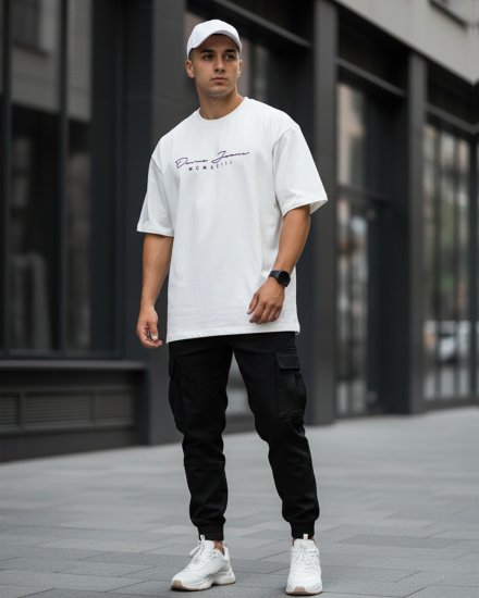 Men’s Premium Off-White Printed Oversized T-Shirt