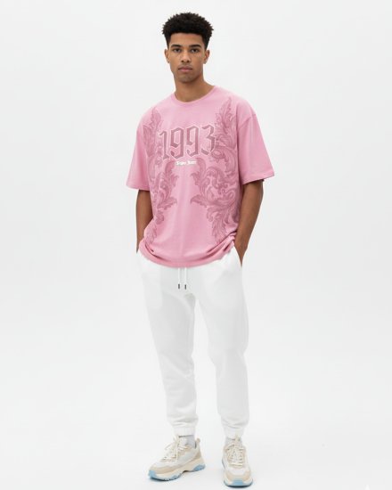 Men’s Premium Pink Printed Oversized T-shirt