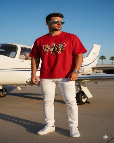 Men’s Premium Red Printed Oversized T-shirt