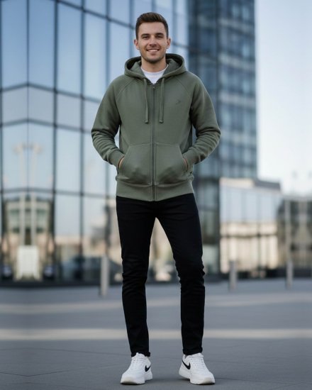 Men’s Premium Olive Green Zipper Hoodie