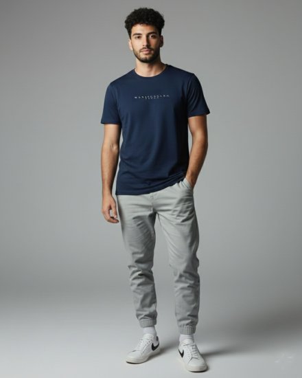 Men’s Premium Navy Blue Printed Round Neck T-shirt