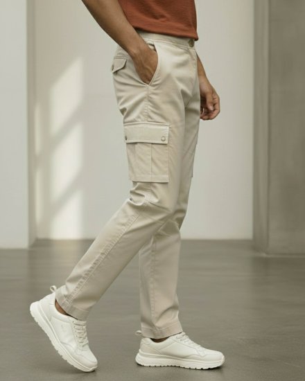 Men’s Premium Light Stone Regular Fit Mid Rise Cotton Cargo