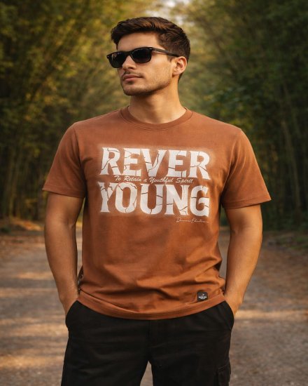 Men’s Orange Graphic "REVER YOUNG" T-Shirt