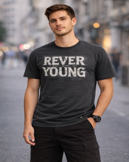 Men’s Grey  Graphic "REVER YOUNG" T-Shirt