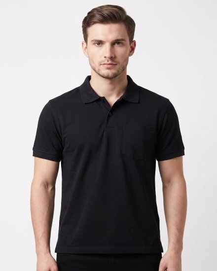 Men's Classic Black Polo T-Shirt with Chest Pocket