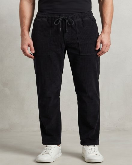 Men Black Textured Sheashiker Drawstring Casual Trousers