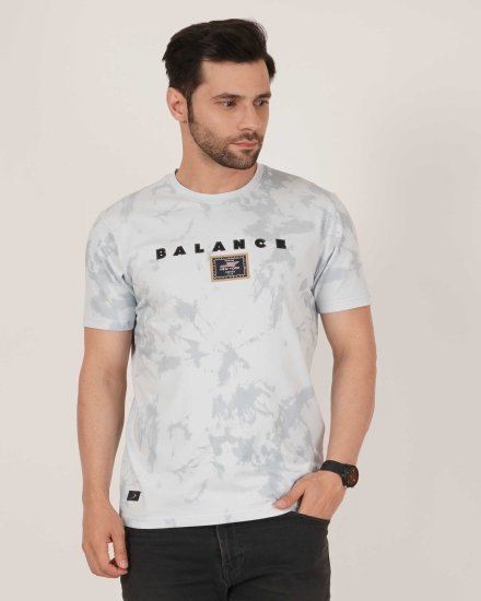 Men's White Tie-Dye "BALANCE" Graphic T-Shirt