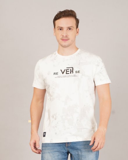 White Tie-Dye Reverse Print T-Shirt