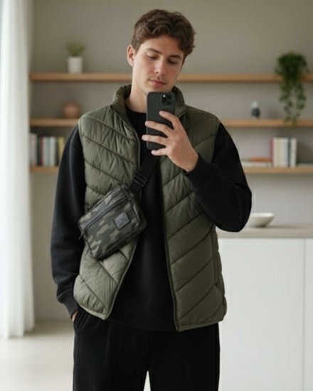Men’s Olive Quilted Puffer Jacket