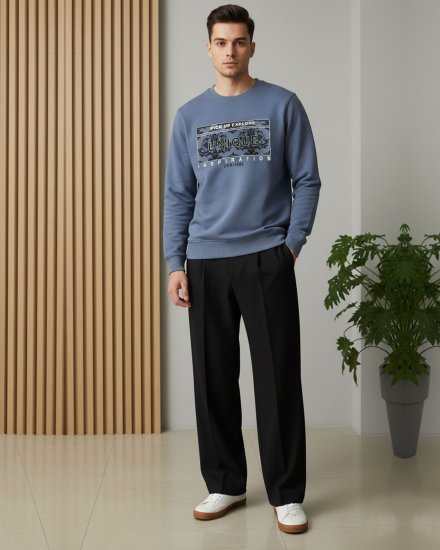 Denim Blue printed Sweatshirt