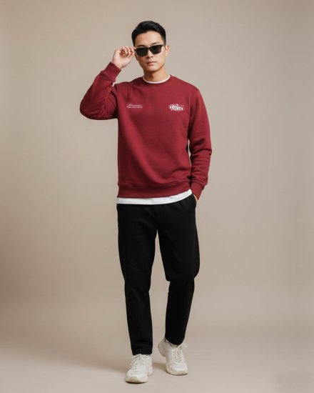 Deep Red printed Sweatshirt