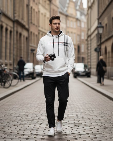 Men’s Premium White Graphic Print Hoodie