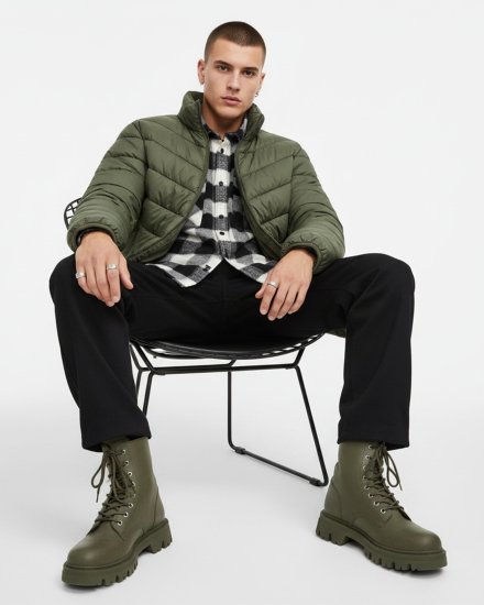 Men’s Premium Olive Green Quilted Puffer Jacket