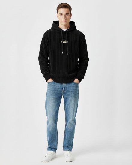 Men’s Premium Black Corduroy Hoodie