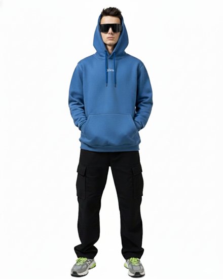 Men’s Premium Mid Blue Printed Hoodie