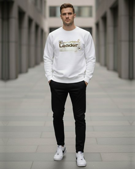 Men’s Premium White Printed Sweatshirt