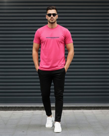 Men’s Premium Pink Printed Round Neck T-Shirt