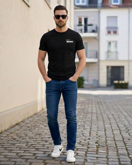 Men’s Premium Black  "DO MORE." Printed Round Neck T-Shirt