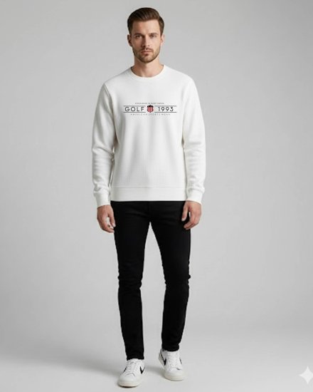 Men’s Premium White Printed Sweater